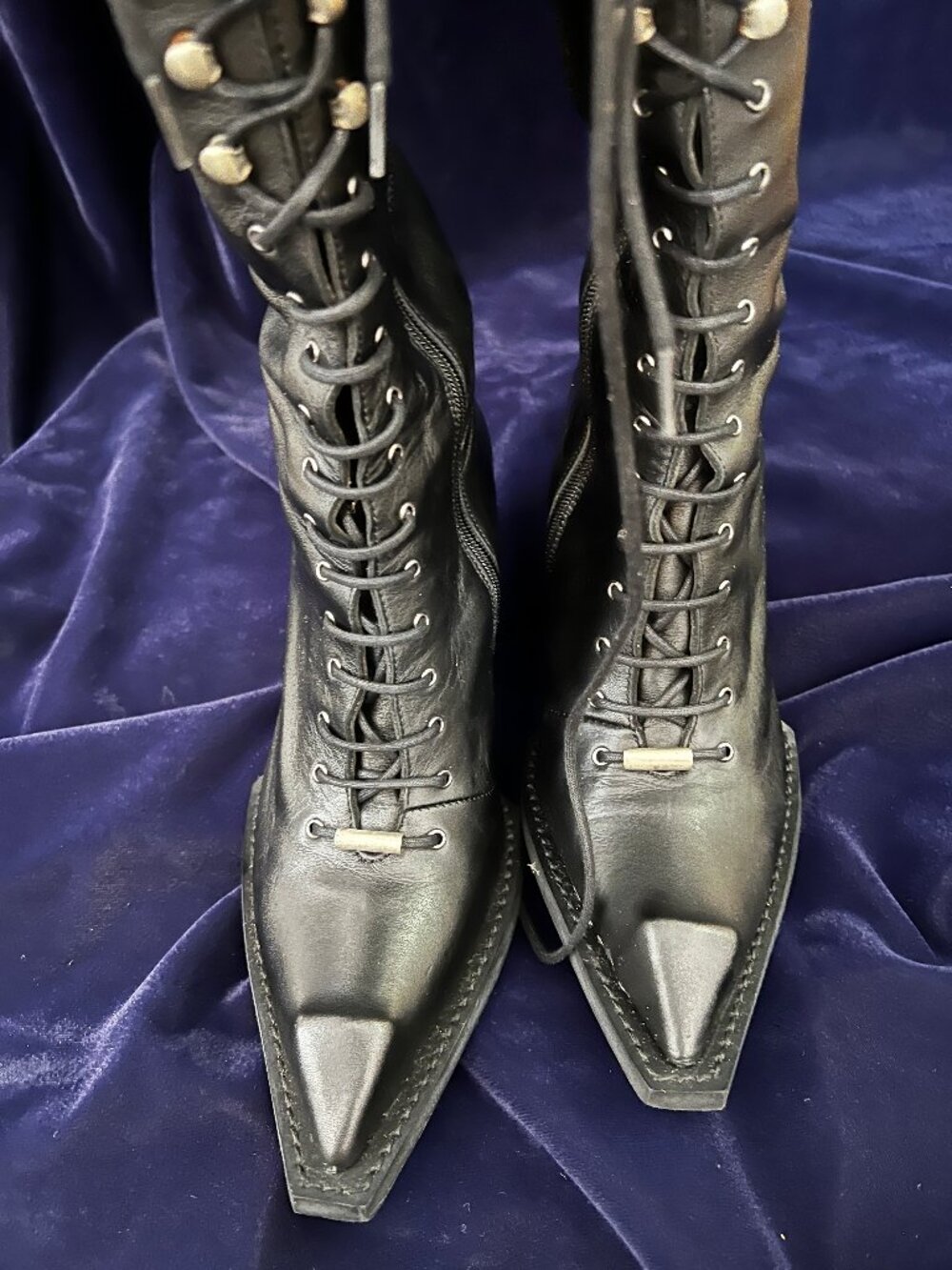 Fluevog Swordfish Hi Abstract Candy black boots 6 - Picture 7 of 15